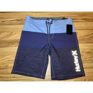 HURLEY Colorblocked Blue Gray Board Shorts Swim Trunks 28 Mens  $45 New Tags‎